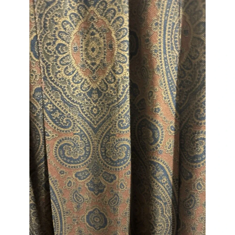 Vintage‎ Ann Taylor Paisley Rayon Maxi Skirt Brown Gold Size 8 Pleated Boho 90s
